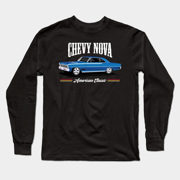 Chevy Nova Classic Cars American Long Sleeve T-Shirt by masjestudio